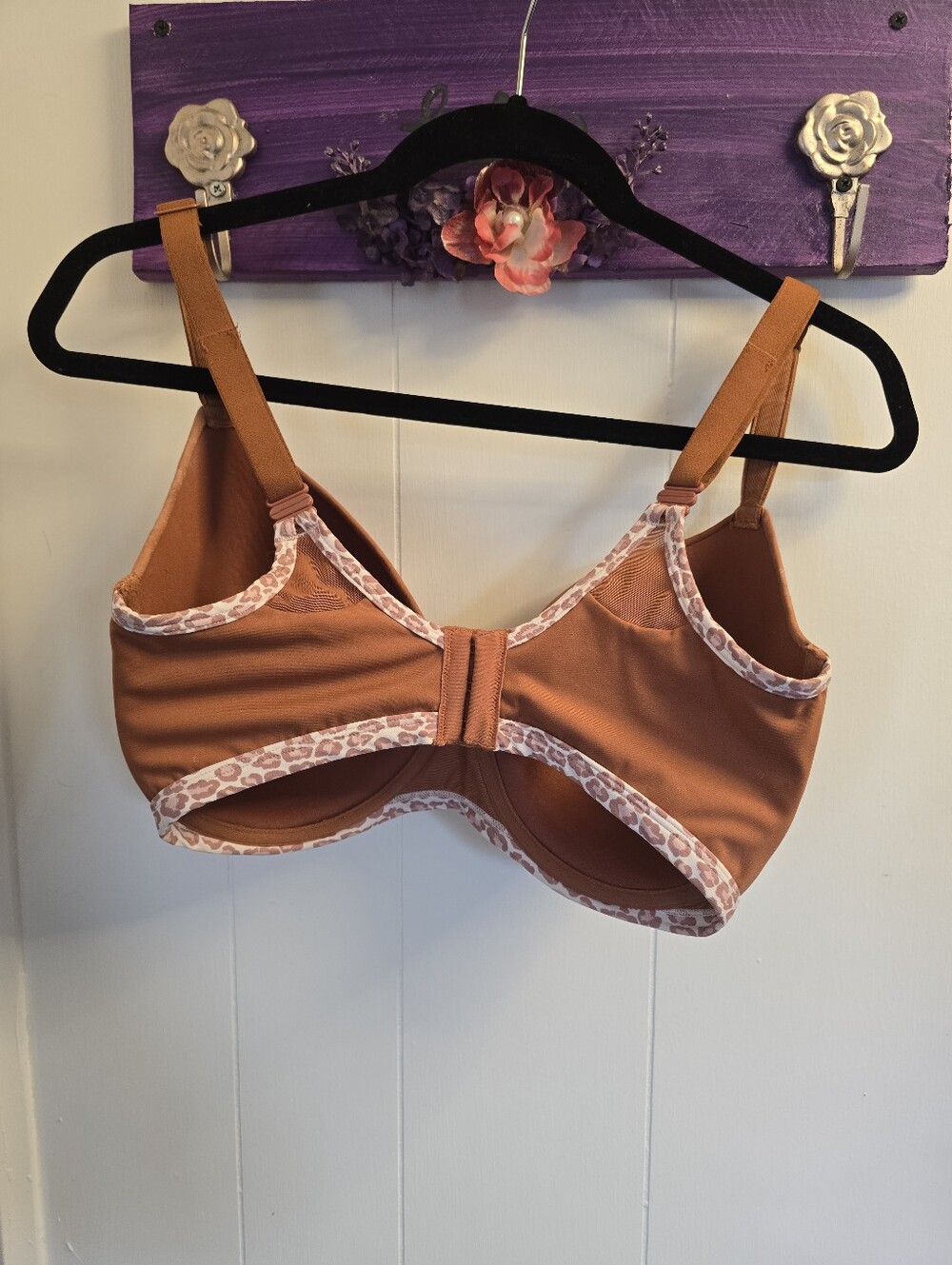 Bare Necessities 34G T-Shirt Bra Terracotta Leopard Trim Convertible Straps - Picture 4 of 5